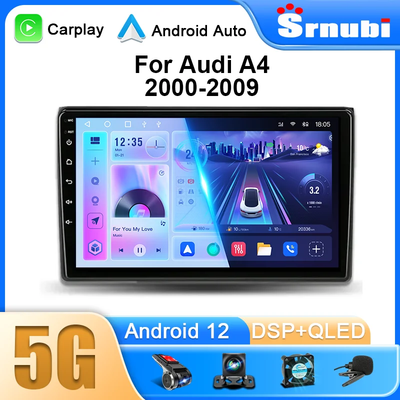 Srnubi ڵ , ƿ A4, A4L, S4, RS4, 2000-2009 Ƽ̵ ÷̾, ׷, GPS, 4G, ī÷, ڵ   , 2 Din, ȵ̵ 12